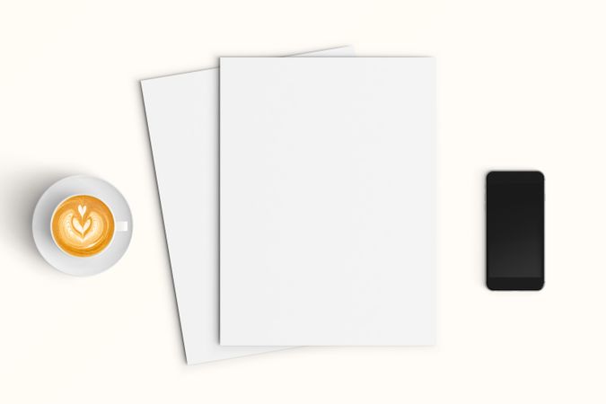 Modern workspace with  copy space on color background